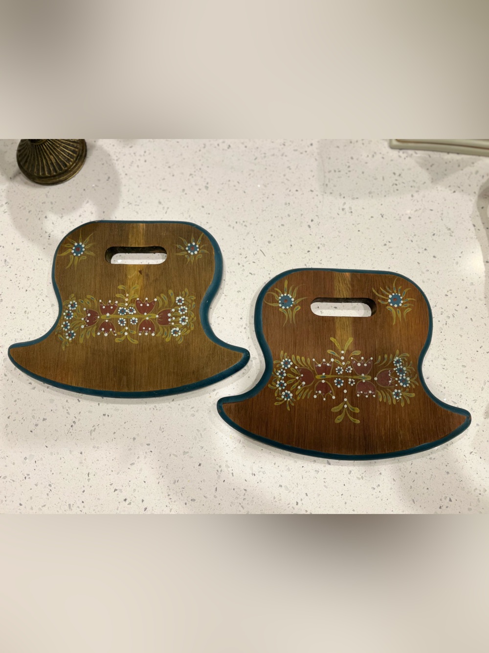 Hand-Painted Teal-Trim Wooden Wall Decor Panels - Set of 2